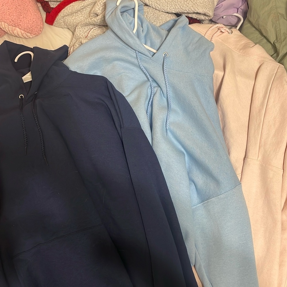 Light Pink, Carolina Blue, Navy Blue Hoodie bundle